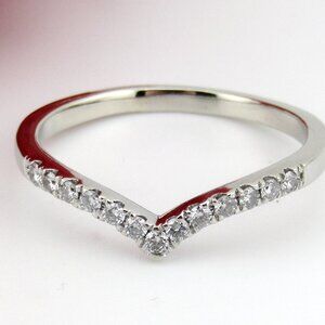 Diamond Chevron Wishbone Band Ring 10k White Gold Sz 9 Genuine Natural Real